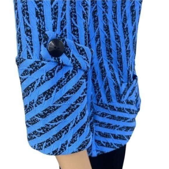Andria Lieu Collection blazer button down size small blue black textured - Picture 6 of 8